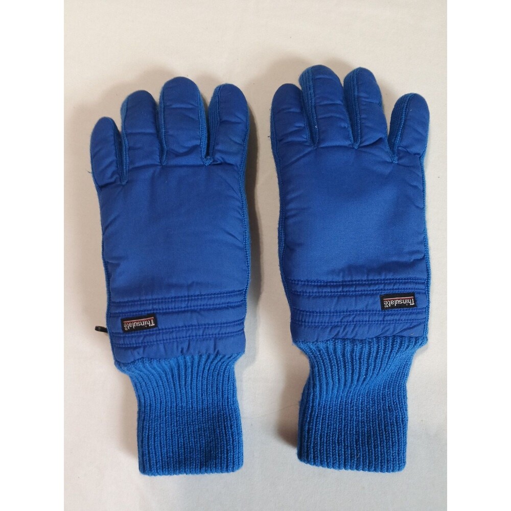 Vtg 80s 90s Thinsulate Winter Ski Skiing Snowmobile Snow Blue GLOVES SZ L/XL